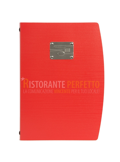 Portamenu A4 serie Capri rosso con targhettino posate - Ristorante Perfetto